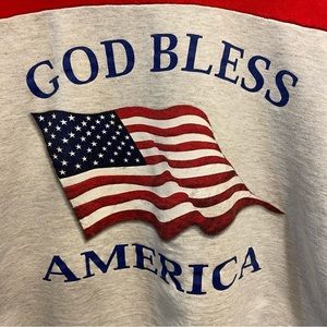 Vintage Dynasty Crewneck God Bless America Cropped Sweatshirt Womens Med *NOTE
